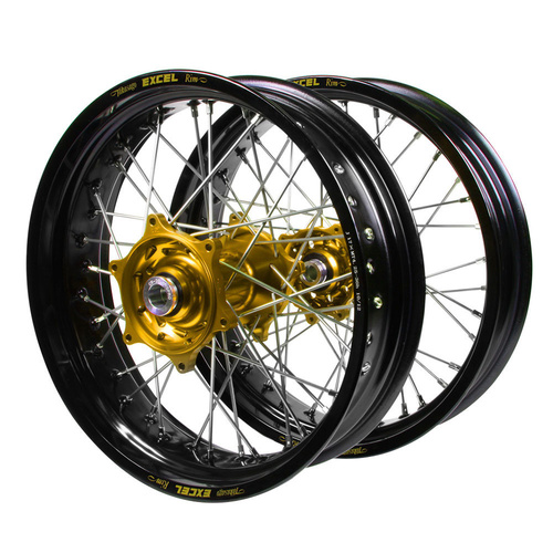 Gas Gas Haan Gold Hubs / Excel Black Rims Supermotard Wheel Set