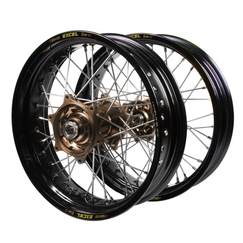 Gas Gas Haan Magnesium Hubs / Excel Black Rims Supermotard Wheel Set
