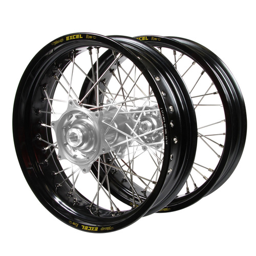 Gas Gas Haan Silver Hubs / Excel Black Rims Supermotard Wheel Set