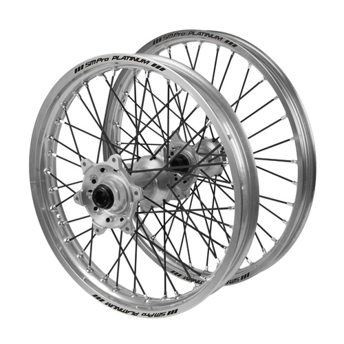 KTM Adventure Haan Silver Hubs / SM Pro Platinum Silver Rims / Black Spokes Wheel Set