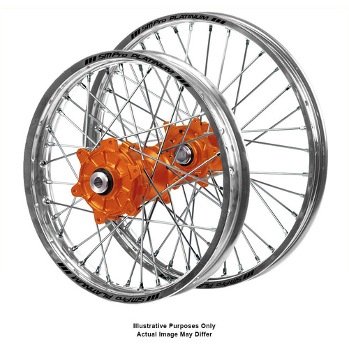 KTM Adventure Haan Orange Hubs / SM Pro Platinum Silver Rims Wheel Set
