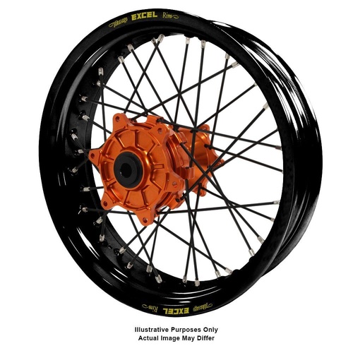 KTM 950-990 Adventure Haan Orange Hubs / Excel Black Rims / Black Spokes Rear Wheel