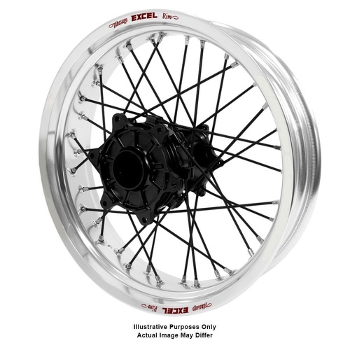 KTM 950-990 Adventure Haan Black Hubs / Excel Silver Rims / Black Spokes Rear Wheel