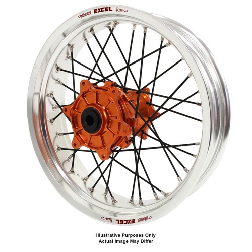 KTM 950-990 Adventure Haan Orange Hubs / Excel Silver Rims / Black Spokes Rear Wheel
