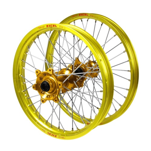 Suzuki Haan Gold Hubs / Excel Yellow Rims Wheel Set