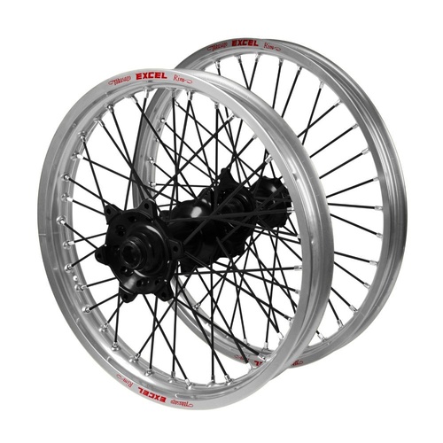 Suzuki Adventure Haan Black Hubs / Excel Silver Rims / Black Spokes Wheel Set