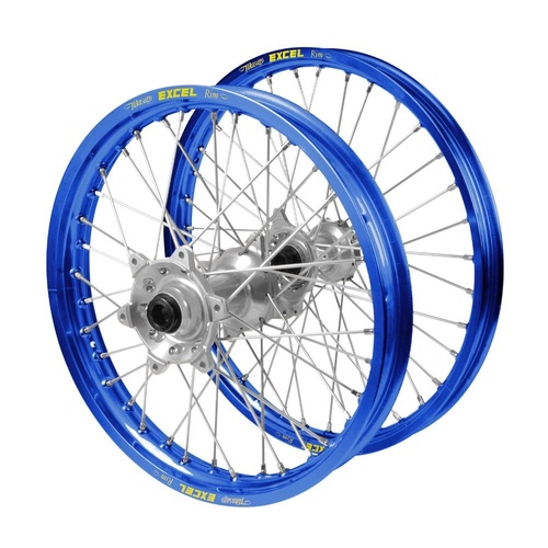 Fantic Haan Silver Hubs / Excel Blue Rims Wheel Set
