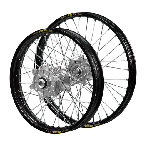 Fantic Haan Cush Drive Silver Hubs / Excel Black Rims Wheel Set