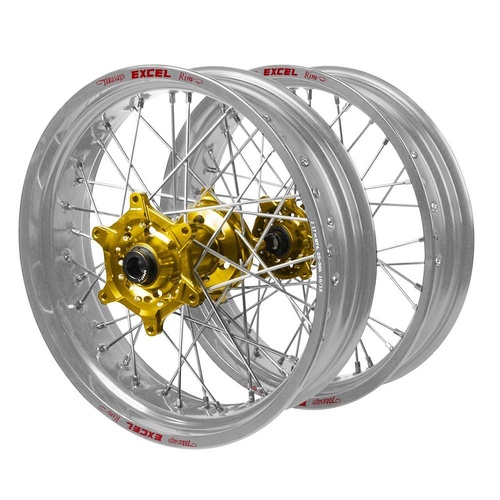 Fantic Haan Gold Hubs / Excel Silver Rims Supermotard Wheel Set