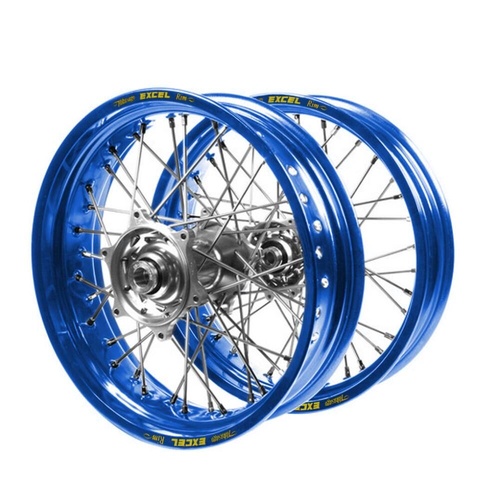 Yamaha Haan Silver Hubs / Excel Blue Rims Supermotard Wheel Set