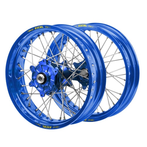 Yamaha Haan Cush Drive Blue Hubs / Excel Blue Rims Supermotard Wheel Set