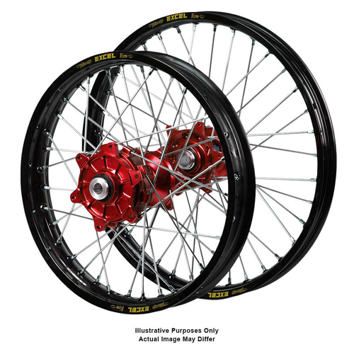 Yamaha Adventure Haan Red Hubs / Excel Black Rims Wheel Set