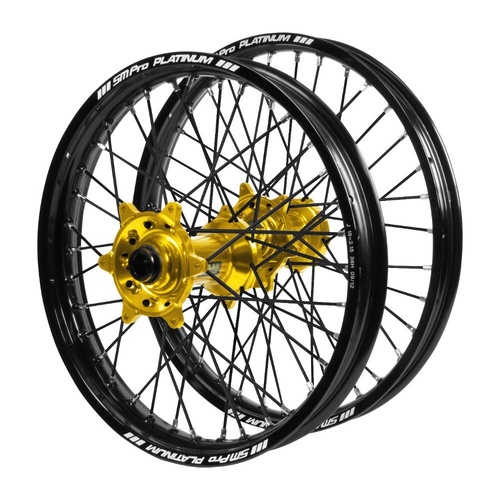 Honda Haan Gold Hubs / SM Pro Platinum Black Rims / Black Spokes Wheel Set