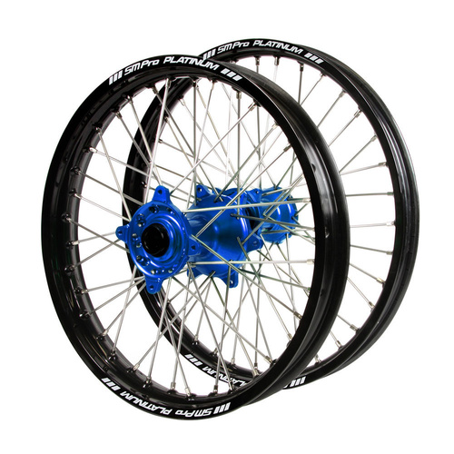 Honda Haan Blue Hubs / SM Pro Platinum Black Rims Wheel Set