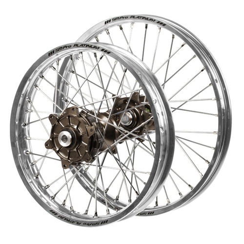 Honda Haan Cush Drive Magnesium Hubs / SM Pro Platinum Silver Rims Wheel Set