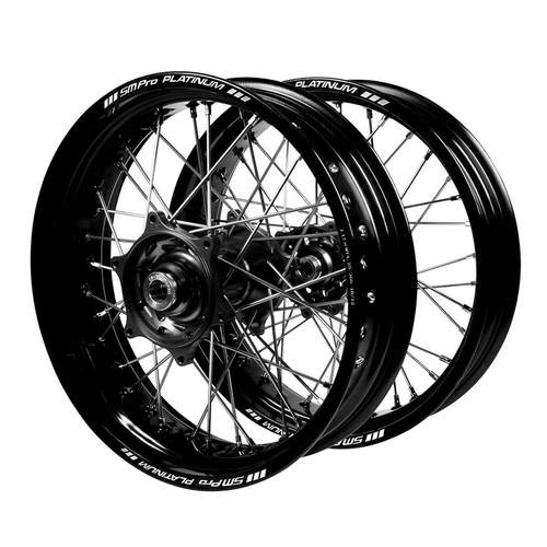 Honda Haan Black Hubs / SM Pro Platinum Black Rims Supermotard Wheel Set