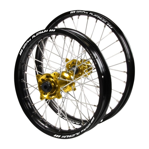 Kawasaki Haan Gold Hubs / SM Pro Platinum Junior Black Rims Wheel Set