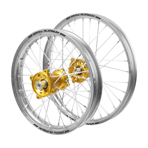 Kawasaki Haan Gold Hubs / SM Pro Platinum Junior Silver Rims Wheel Set