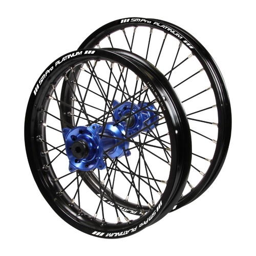 KTM Haan Blue Hubs / SM Pro Platinum Junior Black Rims / Black Spokes Wheel Set