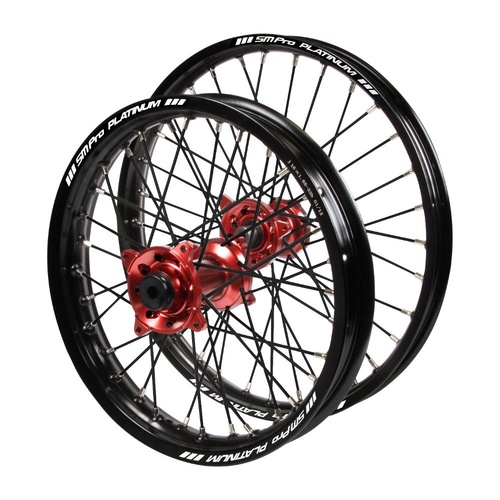 KTM Haan Red Hubs / SM Pro Platinum Junior Black Rims / Black Spokes Wheel Set