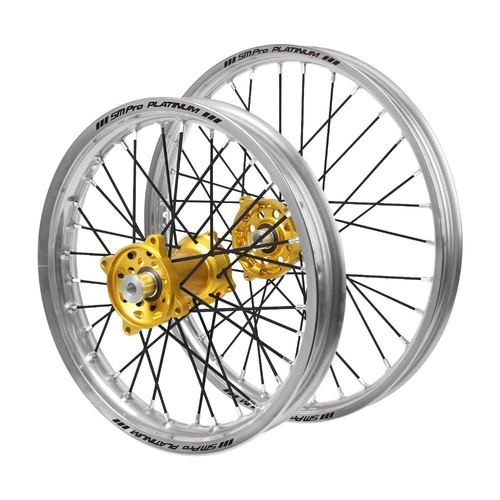 KTM Haan Gold Hubs / SM Pro Platinum Junior Silver Rims / Black Spokes Wheel Set