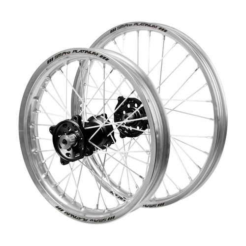 KTM Haan Black Hubs / SM Pro Platinum Junior Silver Rims Wheel Set
