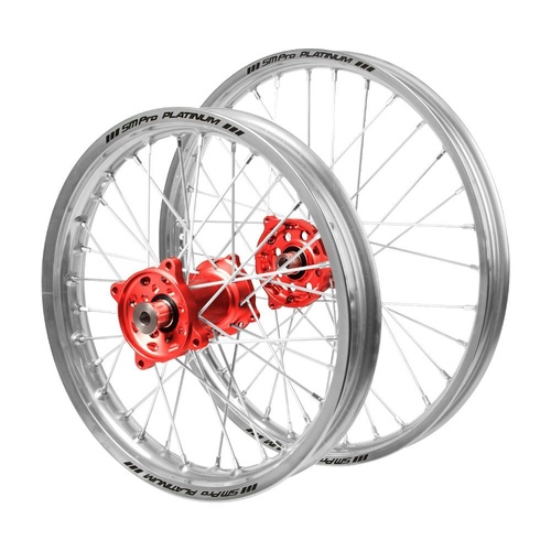 KTM Haan Red Hubs / SM Pro Platinum Junior Silver Rims Wheel Set