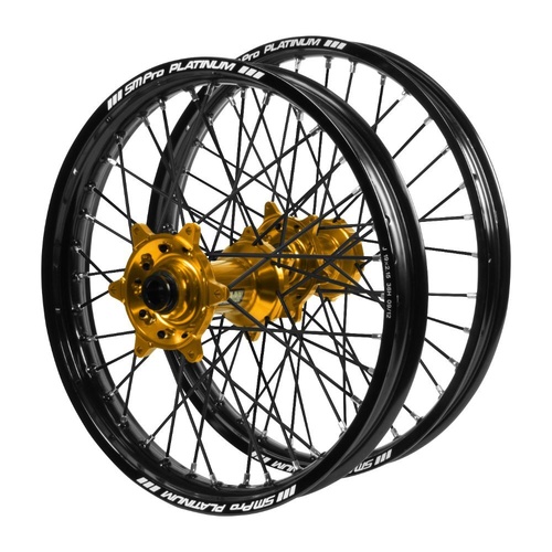 KTM Adventure Haan Gold Hubs / SM Pro Platinum Black Rims / Black Spokes Wheel Set