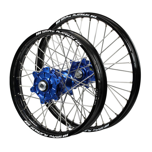Gas Gas Haan Cush Drive Blue Hubs / SM Pro Platinum Black Rims Wheel Set