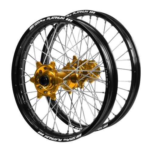 KTM Adventure Haan Gold Hubs / SM Pro Platinum Black Rims Wheel Set