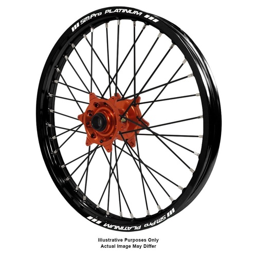 KTM 950-990 Adventure Haan Orange Hubs / SM Pro Platinum Black Rims / Black Spokes Front Wheel