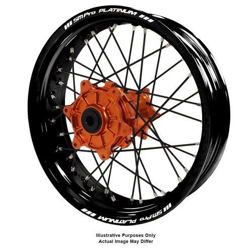 KTM 950-990 Adventure Haan Orange Hubs / SM Pro Platinum Black Rims / Black Spokes Rear Wheel