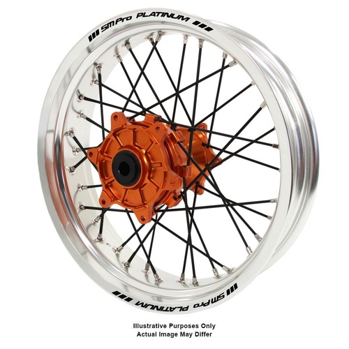 KTM 950-990 Adventure Haan Orange Hubs / SM Pro Platinum Silver Rims / Black Spokes Rear Wheel