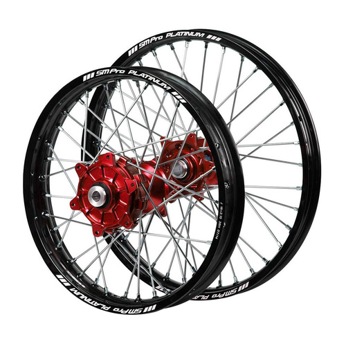 Fantic Haan Cush Drive Red Hubs / SM Pro Platinum Black Rims Wheel Set
