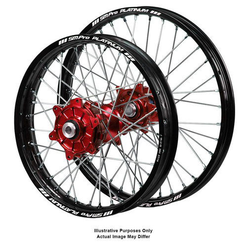 Yamaha Adventure Haan Red Hubs / SM Pro Platinum Black Rims Wheel Set