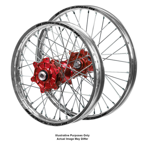 Yamaha Adventure Haan Red Hubs / SM Pro Platinum Silver Rims Wheel Set
