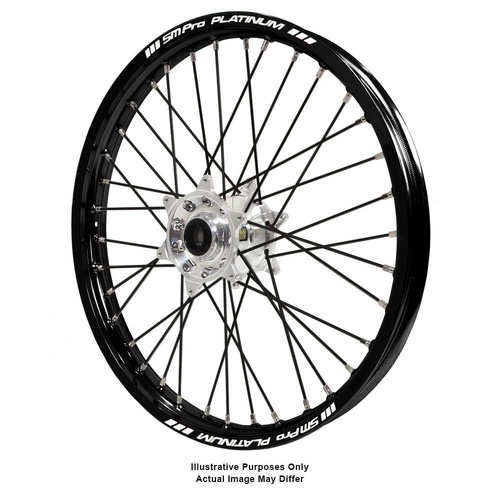 BMW F800 Adventure Haan Silver Hubs / SM Pro Platinum Black Rims / Black Spokes Front Wheel