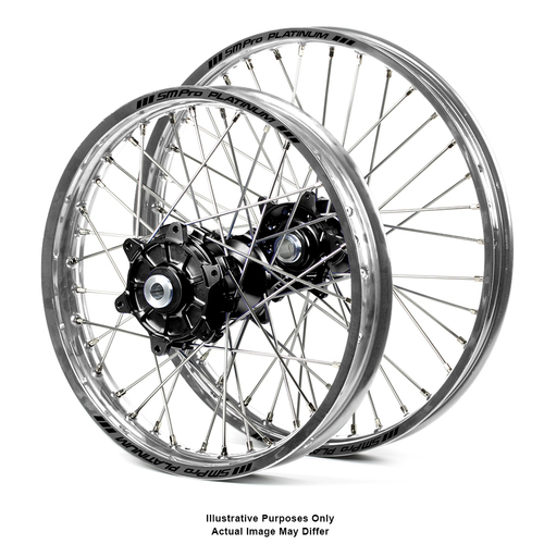 BMW F800 Adventure Silver Platinum Rims / Black Haan Hubs Wheel Set F800 GS 2006-On 21*1.85 / 17*4.25 