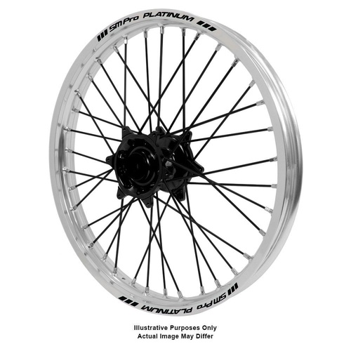 BMW F800 Adventure Haan Black Hubs / SM Pro Platinum Silver Rims / Black Spokes Front Wheel