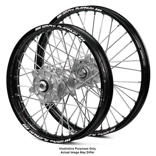 BMW F800 Adventure Black Platinum Rims / Silver Haan Hubs Wheel Set F800 GS 2006-On 21*2.15 / 17*4.25 OEM SIZE