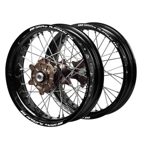 Husaberg Haan Cush Drive Magnesium Hubs / SM Pro Platinum Black Rims Supermotard Wheel Set