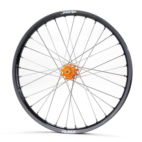 JTR Speedway Black Rims / Orange Hubs Front Wheel