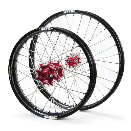 JTR Speedway Black Rims / Red Hubs Wheel Set