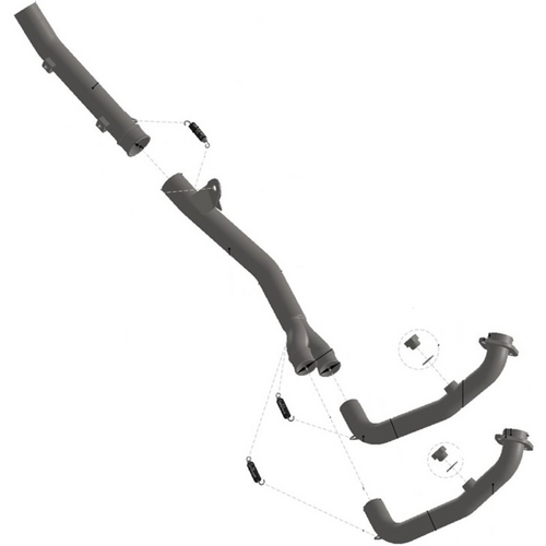 LV HEADER PIPES | STAINLESS | CF MOTO 450 MT 24> (LV or stock muffler - NOT with OEM centre stand)