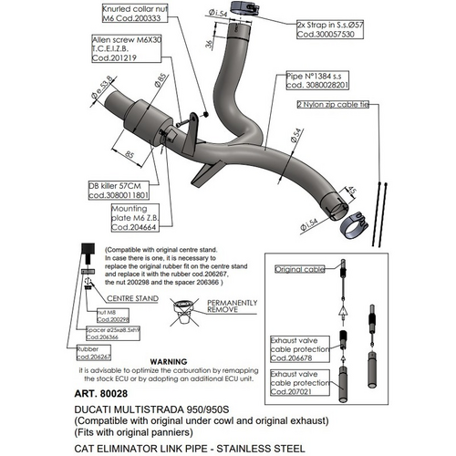 >>SEE LVLP80055 - LV LINK PIPE (CAT ELIM.) | STAINLESS | MSTRADA 950/S 21> (Comp w orig. exhaust, pann, under cowl)