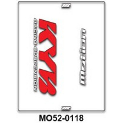 MOTION FORK LEG DECALS | KYB | CLEAR/RED/WHI