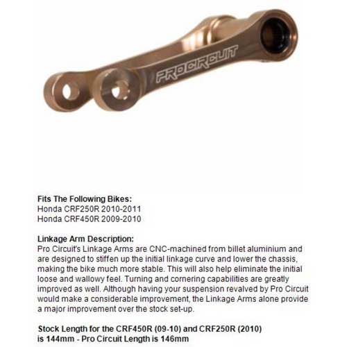 CRF450R 16 CRF250 14-17 LINK | ARM. 146MM (STOCK 144) CRF250R 10-11 CRF450 09-10