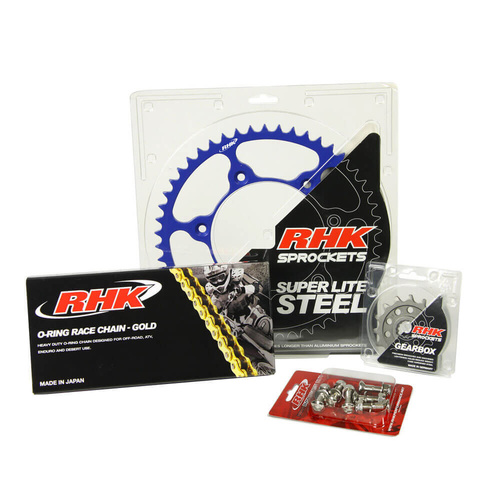 RHK Yamaha Gold O-Ring Chain & Blue Super Lite Steel Sprocket Kit
