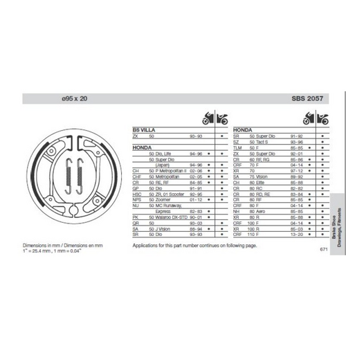 SBS 2057 BRAKE SHOES | WITH SPRINGS