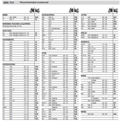 SBS 791SI FRONT/REAR PADS | SINTER OFF ROAD